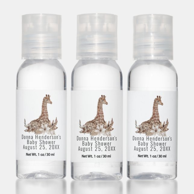 Giraffe Safari Animal Gender Neutral Baby Shower Hand Sanitizer (Set)