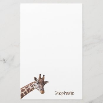 Giraffe Safari Animal Personalized Name Stationery by stdjura at Zazzle