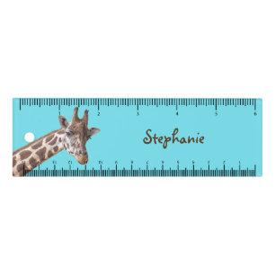 Giraffe Safari Animal Portrait Girly Name Cute Ruler
