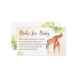Giraffe safari baby shower book request enclosure card