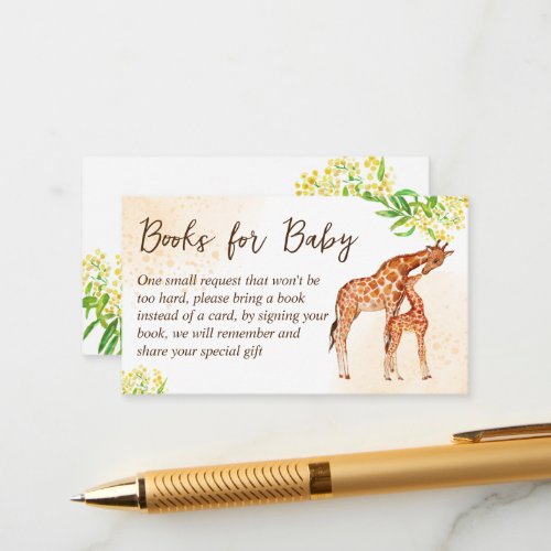 Giraffe safari baby shower book request enclosure card