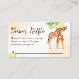Giraffe safari baby shower diaper raffle enclosure card