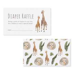 Giraffe Safari Baby Shower Diaper Raffle Ticket Enclosure Card