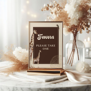 Giraffe Safari Baby Shower Favors Poster Sign