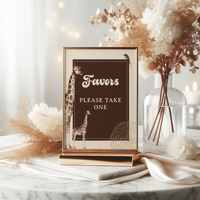 Giraffe Safari Baby Shower Favors Poster Sign (Creator Uploaded)