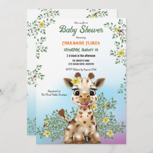 Giraffe Safari Baby Shower Invitation