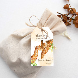 Giraffe safari baby shower thank you favor gift tags