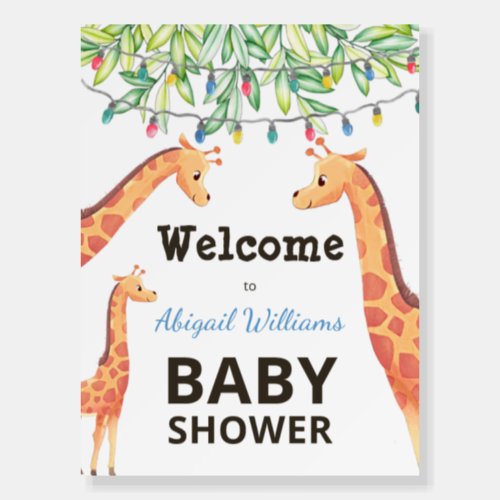 Giraffe Safari Baby Shower Welcome Sign Board