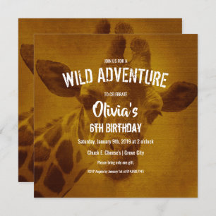 Giraffe Safari Birthday Party Invitation