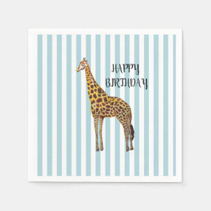 Giraffe Safari Blue Stripe Birthday Party  Napkins