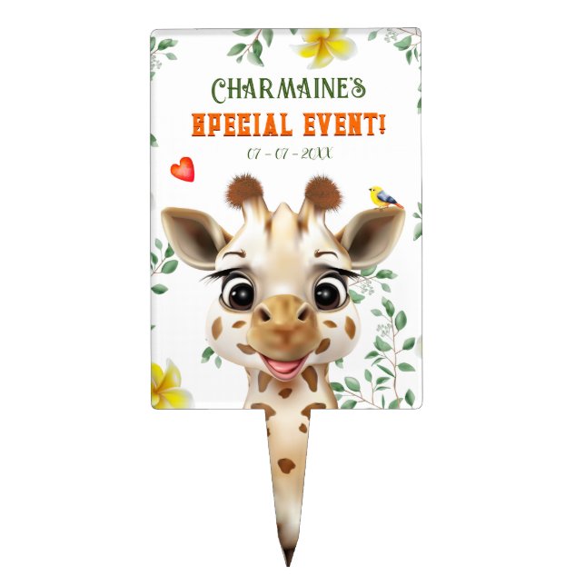 Giraffe Safari Cake Topper (Front)