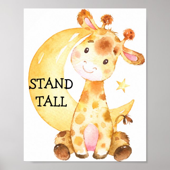 Giraffe Safari Cute Quote Nursery Print Baby Decor (Front)