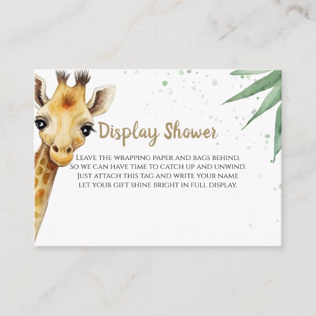 Giraffe Safari Display Baby Shower Enclosure Card (Front)