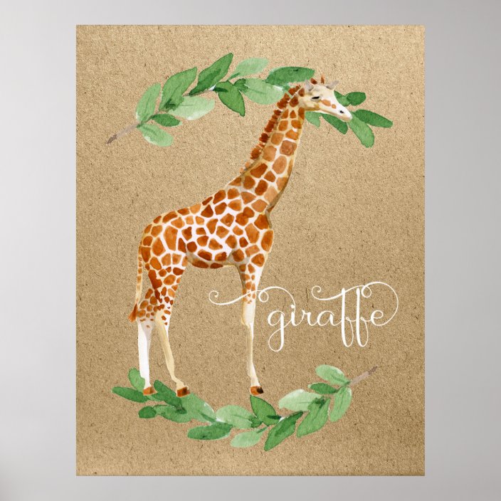 Giraffe Safari Gender Neutral Nursery Art Poster | Zazzle.com