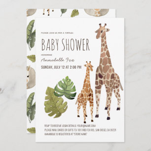 Giraffe Safari Gender-Neutral Virtual Baby Shower Invitation