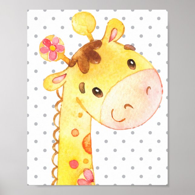 Giraffe Safari Jungle Cute Baby Nursery Gift Poster (Front)