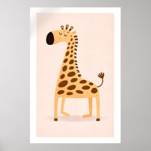 Giraffe Safari Nursery Print, Minimalist Boho Kids Poster