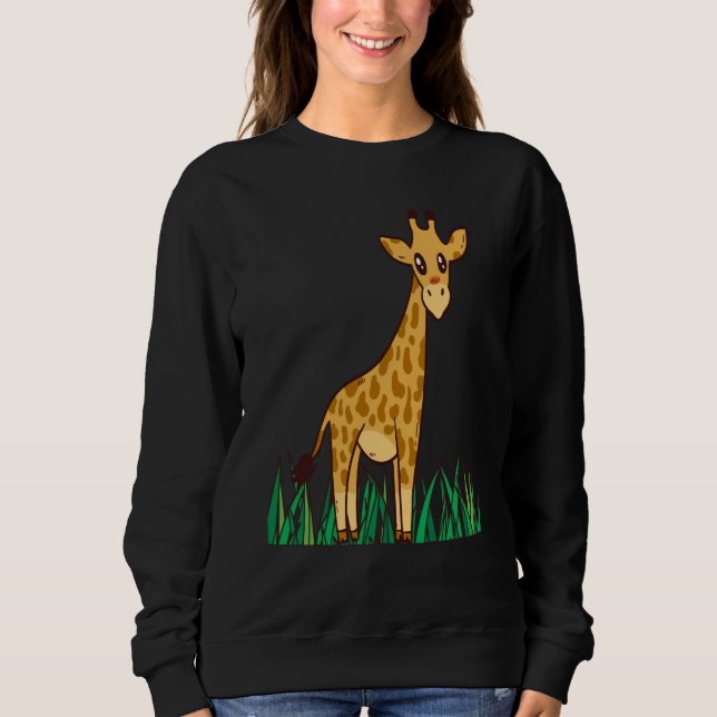 Giraffe Safari Savannah Africa Cute Giraffe Long N Sweatshirt (Front)