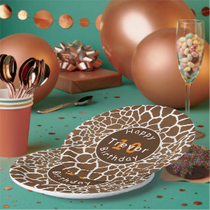 Giraffe safari themed birthday paper plates