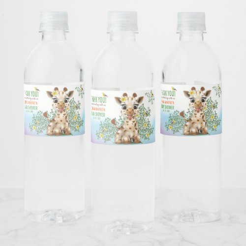 Giraffe Safari Water Bottle Label