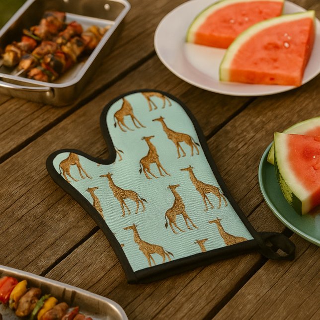 Giraffe Safari Wildlife Oven Mitt & Pot Holder Set (Creator Uploaded)