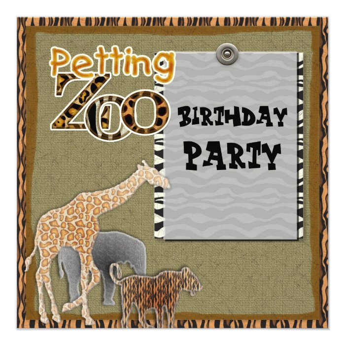 giraffe Safari Zoo Birthday Party Invitation