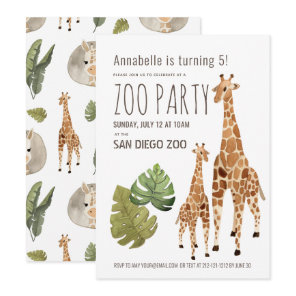 Giraffe Safari Zoo Party Kids Birthday Invitation