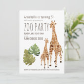 Giraffe Safari Zoo Party Kids Birthday Invitation (Standing Front)