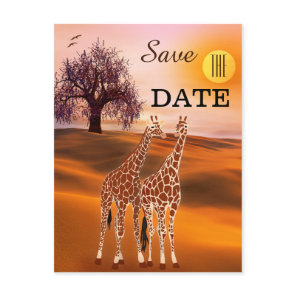 Giraffe Safari Zoo Save the Date Postcard