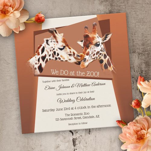 Giraffe Safari Zoo Wedding Invitation