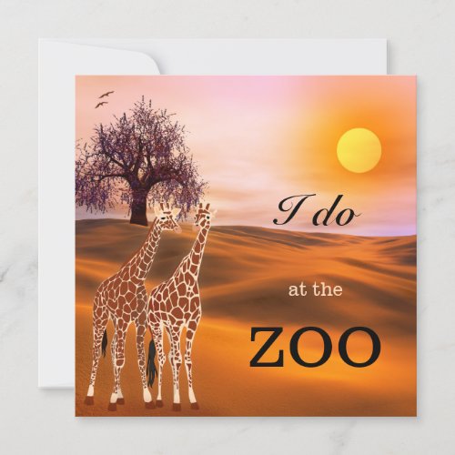 Giraffe Safari Zoo Wedding Invitation