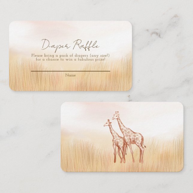 Giraffe Savanah Baby Shower Diaper Raffle Enclosure Card (Front/Back)
