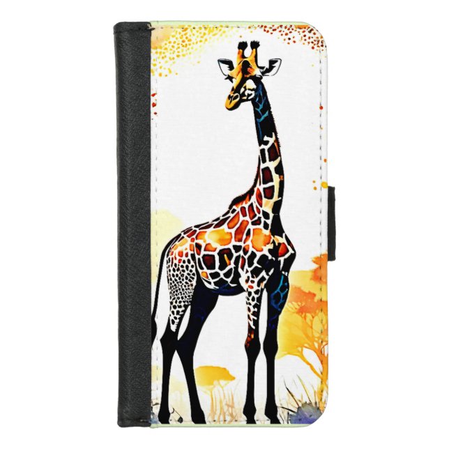 Giraffe Savannah Art iPhone Wallet Case (Front)