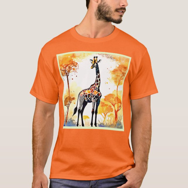 Giraffe Savannah Art T-Shirt (Front)