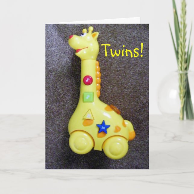 GIRAFFE SAYS CONGRATS-TWINS CARD (Front)