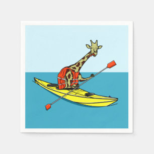 Giraffe sea kayaking paper napkins