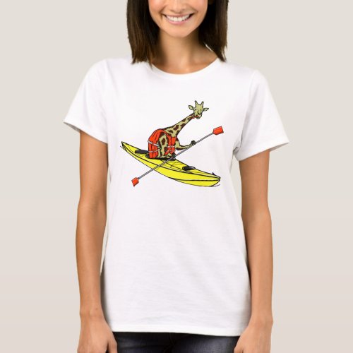 Giraffe sea kayaking T_Shirt