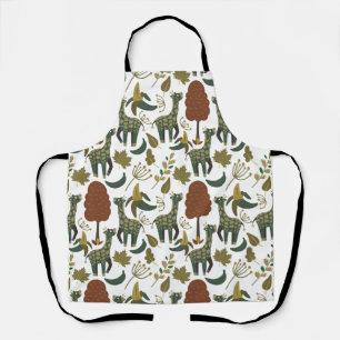 Giraffe seamless pattern   colorful floral pattern apron