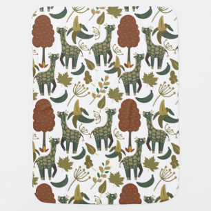 Giraffe seamless pattern   colorful floral pattern baby blanket