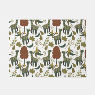 Giraffe seamless pattern colorful floral pattern doormat