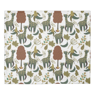 Giraffe seamless pattern colorful floral pattern duvet cover