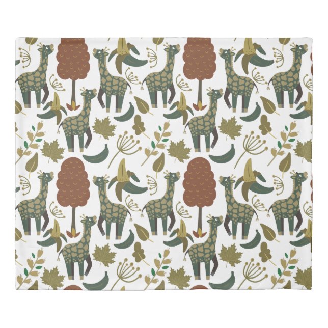 Giraffe seamless pattern | colorful floral pattern duvet cover (Front)
