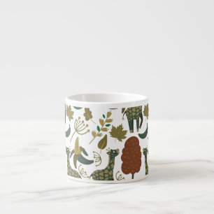 Giraffe seamless pattern   colorful floral pattern espresso cup