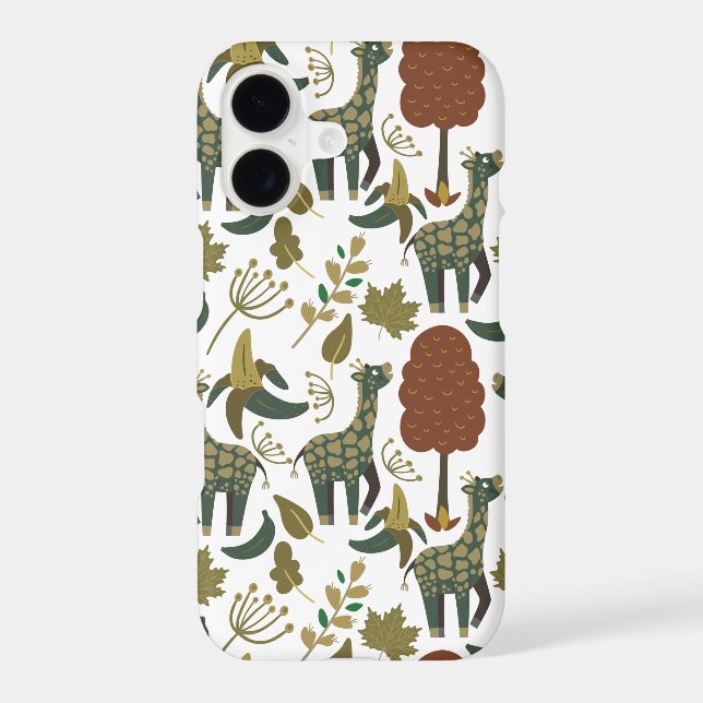 Giraffe seamless pattern | colorful floral pattern iphone case (Back)
