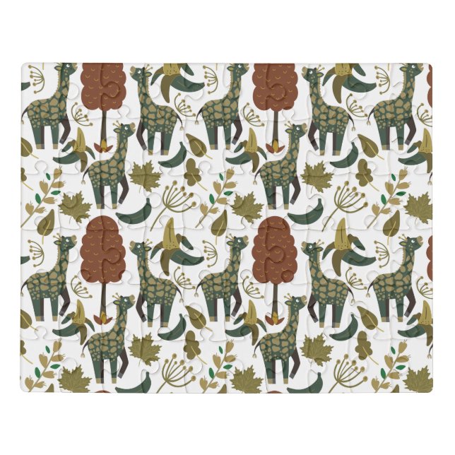 Giraffe seamless pattern | colorful floral pattern jigsaw puzzle (Puzzle Horizontal)