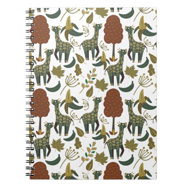 Giraffe seamless pattern | colorful floral pattern notebook (Front)