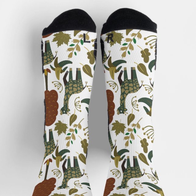Giraffe seamless pattern | colorful floral pattern socks (Top)