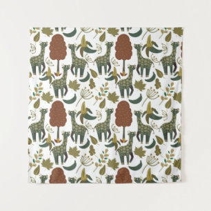 Giraffe seamless pattern   colorful floral pattern tapestry