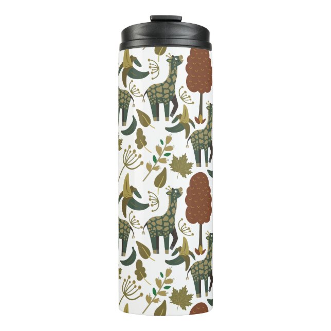 Giraffe seamless pattern | colorful floral pattern thermal tumbler (Front)