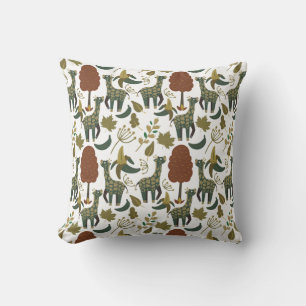 Giraffe seamless pattern   colorful floral pattern throw pillow